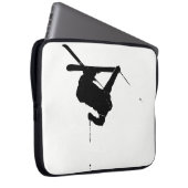 Schwarzer u. weißer Skifahrer Laptopschutzhülle (Vorne Rechts)