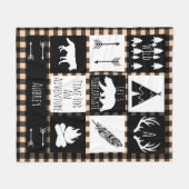 Schwarzer u. weißer Stammes- wilder WaldTaupe Fleecedecke (Vorderseite (Horizontal))