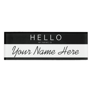 Schwarzer u. weißer Streifen "hallo mein Name Namenschild