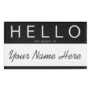 Schwarzer u. weißer Streifen "hallo mein Name Namenschild
