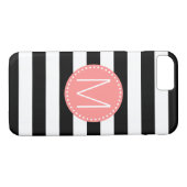 Schwarzer u. weißer Streifen mit korallenrotem Case-Mate iPhone Hülle (Rückseite (Horizontal))