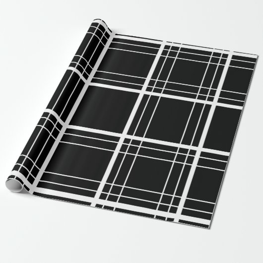 Schwarzer u. weißer Tartan Geschenkpapier (Ungerollt)