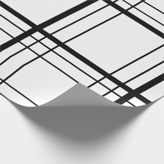 Schwarzer u. weißer Tartan Geschenkpapier (Ecke)