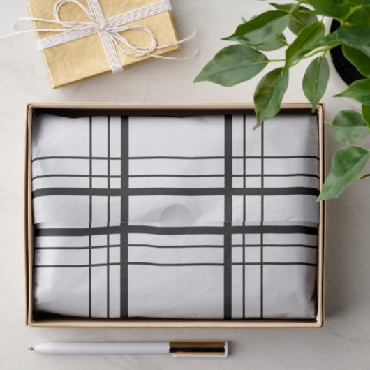 Schwarzer u. weißer Tartan Seidenpapier (Geschenk)