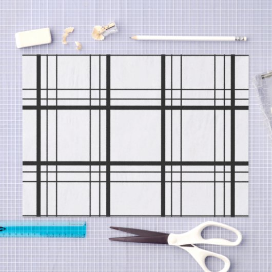 Schwarzer u. weißer Tartan Seidenpapier (Handwerk)