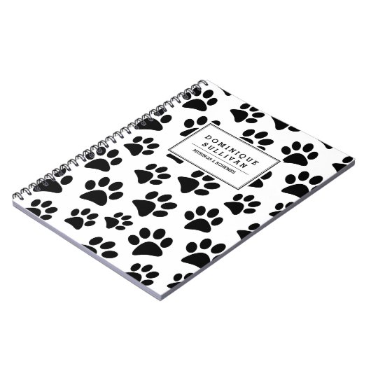 Schwarzer u. weißer Tatzen-Druck-personalisiertes Notizblock (Linke Seite)