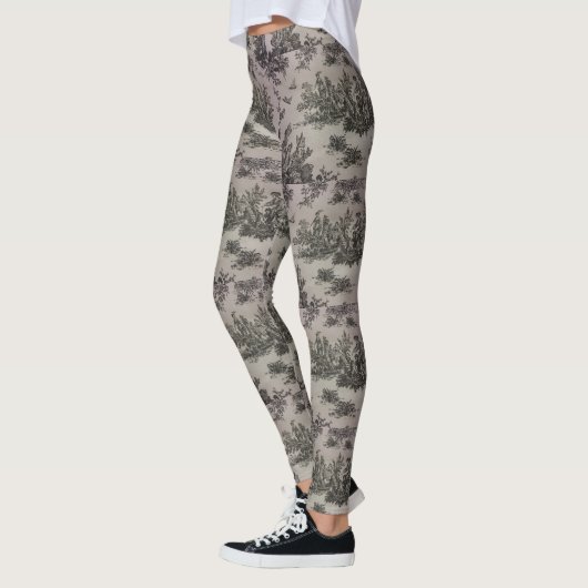 Schwarzer u. weißer Toile Druck Leggings (Links)