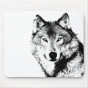 Schwarzer u. weißer Wolf Mousepad