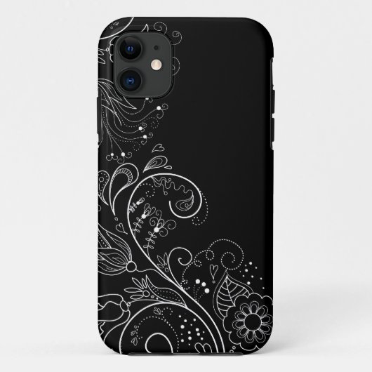 Schwarzer u. weißer wunderlicher BlumeniPhone 5 Case-Mate iPhone Hülle (Rückseite)