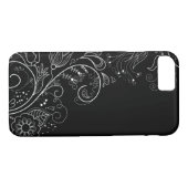 Schwarzer u. weißer wunderlicher BlumeniPhone 7 Case-Mate iPhone Hülle (Rückseite (Horizontal))