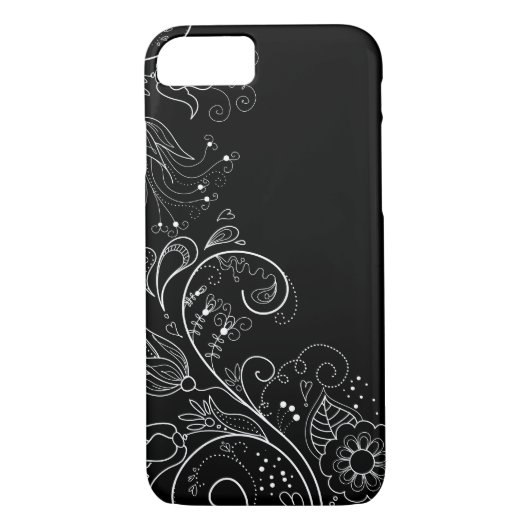 Schwarzer u. weißer wunderlicher BlumeniPhone 7 Case-Mate iPhone Hülle (Rückseite)