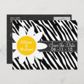 Schwarzer u. weißer Zebra; Frühlings-Gänseblümchen Ankündigungspostkarte (Vorne/Hinten)