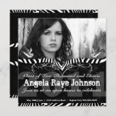 Schwarzer u. weißer Zebra Stripes Einladung (Vorne/Hinten)