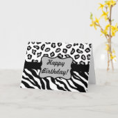 Schwarzer u. weißer Zebra u. Cheeta Haut-alles Karte (Gelbe Blume)