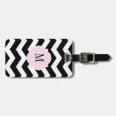 Schwarzer u. weißer Zickzack Gepäckanhänger (Vorderseite horizontal)