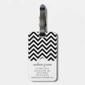 Schwarzer u. weißer Zickzack Gepäckanhänger (Rückseite vertikal)