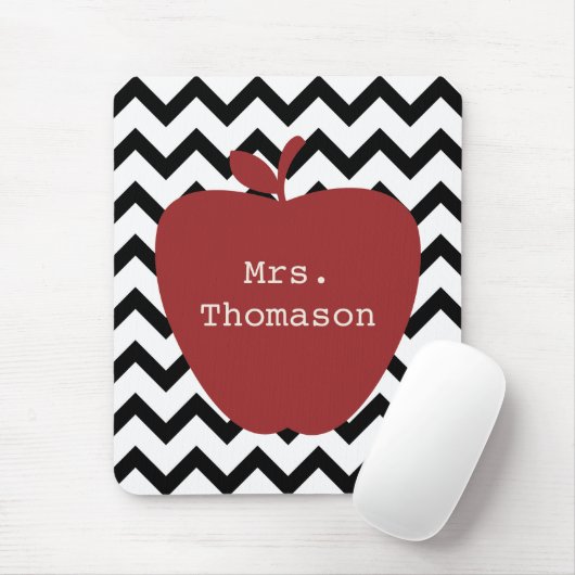 Schwarzer u. weißer Zickzack Lehrer roten Apples Mousepad (Mit Mouse)