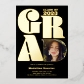 Schwarzer, übergroßer Grad 4 Foto 2023 Abschluss Folieneinladung (Vorderseite)