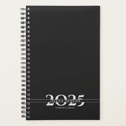Schwarzer Überlappen Text Split Year Weekly Planer (Vorderseite)