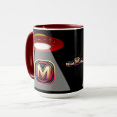 Schwarzer UFO-Kaffeebecher Tasse (Vorderseite Links)
