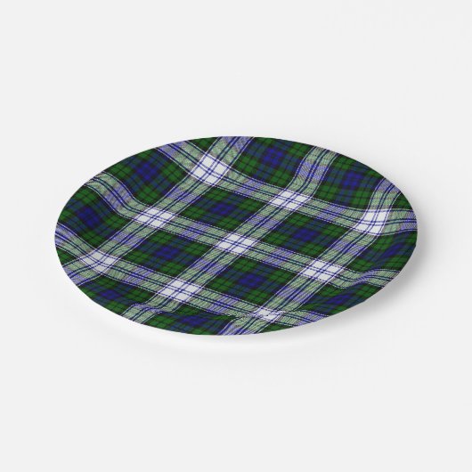 Schwarzer Uhr-ModeTartan Pappteller (Schrägansicht)