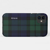 Schwarzer UhrTartan kariert Case-Mate iPhone Hülle (Rückseite (Horizontal))