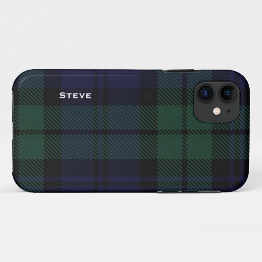 Schwarzer UhrTartan kariert Case-Mate iPhone Hülle (Rückseite (Horizontal))