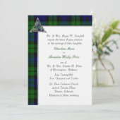 Schwarzer Uhrtartan-karierte Hochzeit Einladung (Stehend Vorderseite)