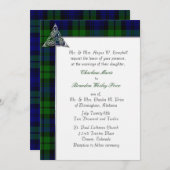 Schwarzer Uhrtartan-karierte Hochzeit Einladung (Vorne/Hinten)