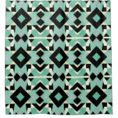 Schwarzer und Aquamariner Art Deco Duschvorhang (Vorderseite)