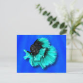 Schwarzer und Aquamariner Bettfisch Postkarte (Stehend Vorderseite)