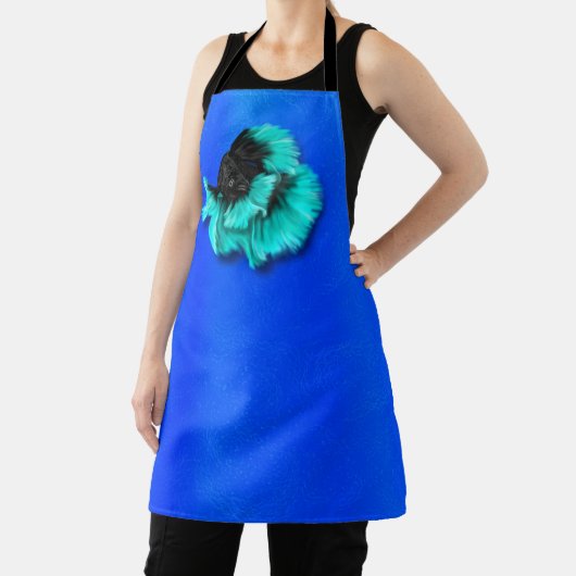 Schwarzer und Aquamariner Bettfisch Schürze (InSitu)