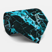 Schwarzer und aquamariner Marmor, Krawatte (Gerollt)
