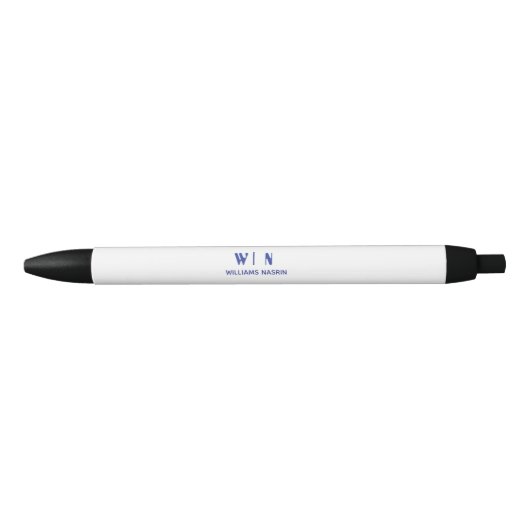 Schwarzer und blauer minimalistischer moderner Mon Kugelschreiber (Vorderseite)