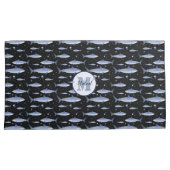 Schwarzer und blauer Name + Farbmonogramm Kissenbezug (Vorderseite-Rechts)