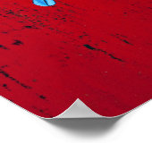 Schwarzer und blauer Schmetterling an der roten Wa Poster (Ecke)