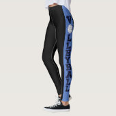 Schwarzer und blauer Streifen mit dunkelblauem Leggings (Links)