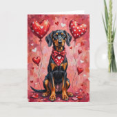 Schwarzer und Brauner Coonhound Valentinstag Hund Karte (Vorderseite)