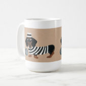 Schwarzer und Brauner Dachshund Leckerli Dieb Knas Kaffeetasse (Vorderseite Links)