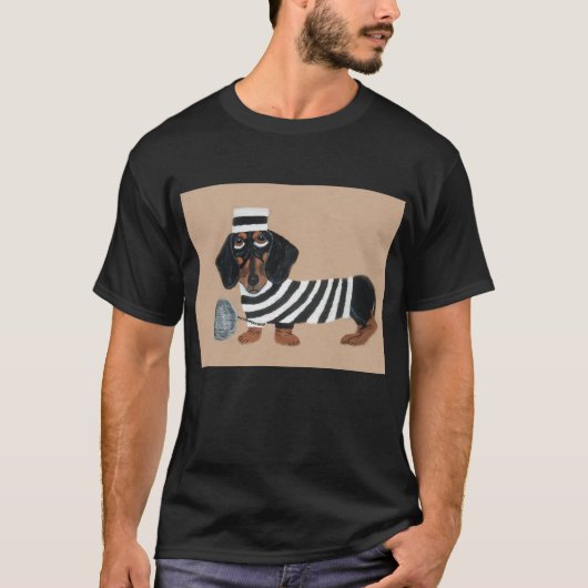 Schwarzer und Brauner Dachshund Leckerli Dieb Knas T-Shirt (Vorderseite)