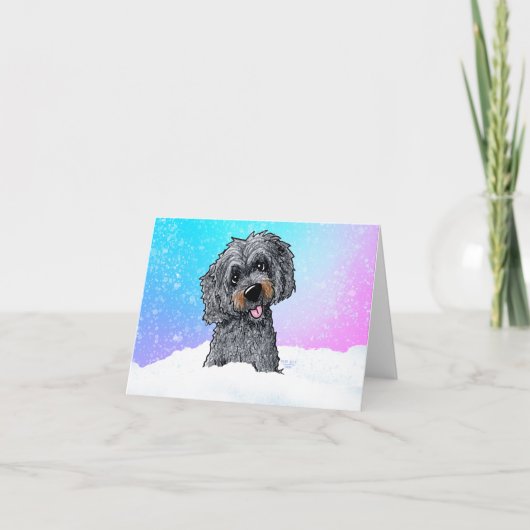 Schwarzer und brauner Goldendoodle Karte (Vorderseite)