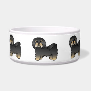 Schwarzer und brauner Havanese süßer Cartoon-Hund Napf