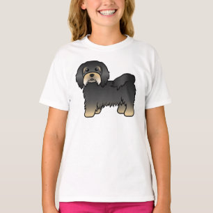 Schwarzer und brauner Havanese süßer Cartoon-Hund T-Shirt