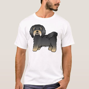 Schwarzer und brauner Havanese süßer Cartoon-Hund T-Shirt