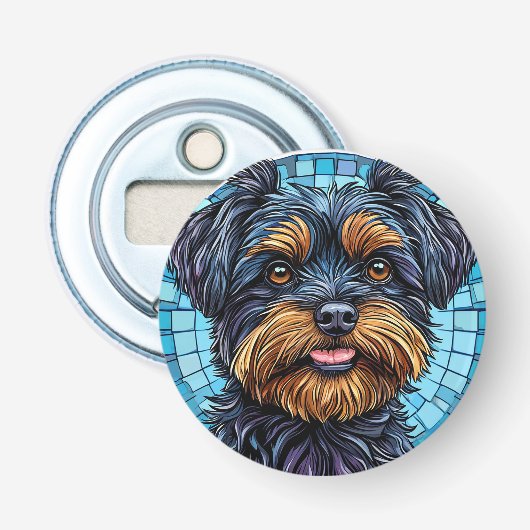 Schwarzer und brauner Terrier Hund Flaschenöffner (Vorderseite)
