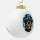 Schwarzer und brauner Terrier Hund Keramik Kugel-Ornament (Links)