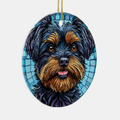 Schwarzer und brauner Terrier Hund Keramik Ornament (Rechts)