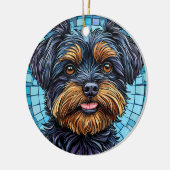 Schwarzer und brauner Terrier Hund Keramik Ornament (Links)