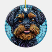 Schwarzer und brauner Terrier Hund Keramik Ornament (Hinten)