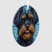 Schwarzer und brauner Terrier Hund Ornament (Vorderseite)